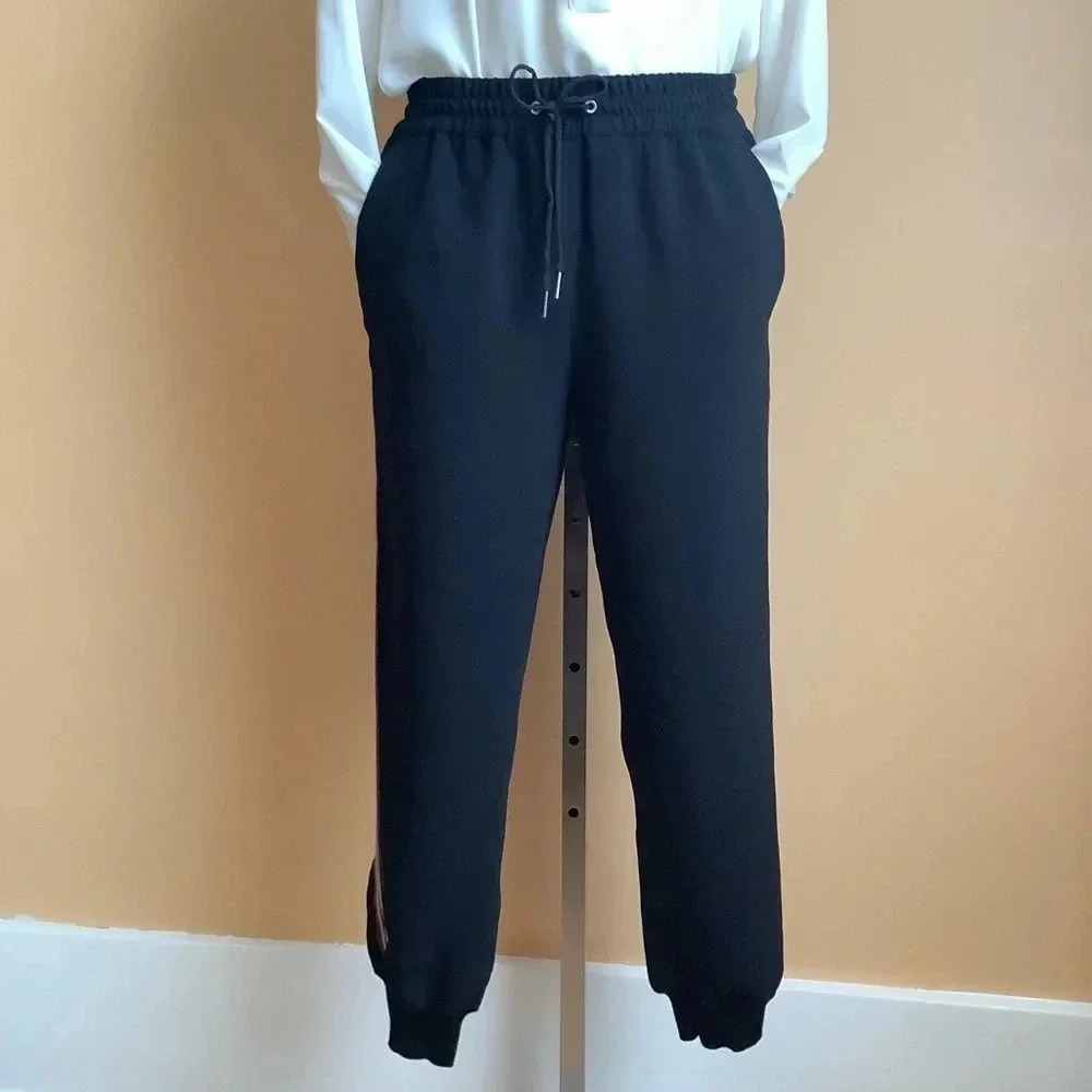 ARITZIA WILFRED Buffon Black Japanese Crepe Side Stripe Joggers S - Picture 3 of 15